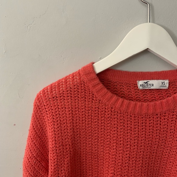 Coral cropped knit sweater - Picture 2 of 2